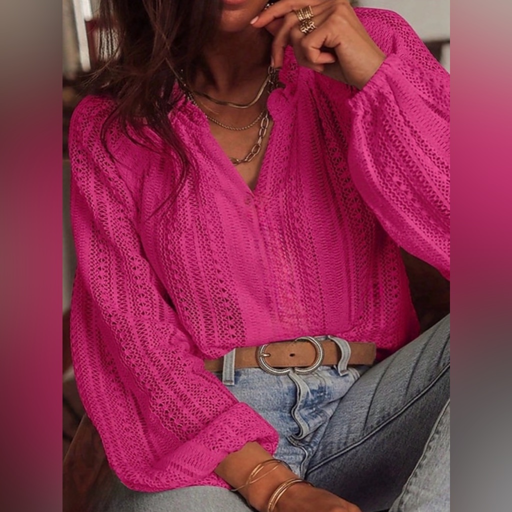 Sonoma Life + Style 100% Cotton Blouse Pink, Long Sleeve, Relaxed Fit